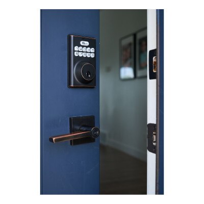 Qolsys IQ Lock-PG Push Button Deadbolt, Oil-Rubbed Bronze